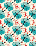 Teal Blobs Red Swirls Floral Rug