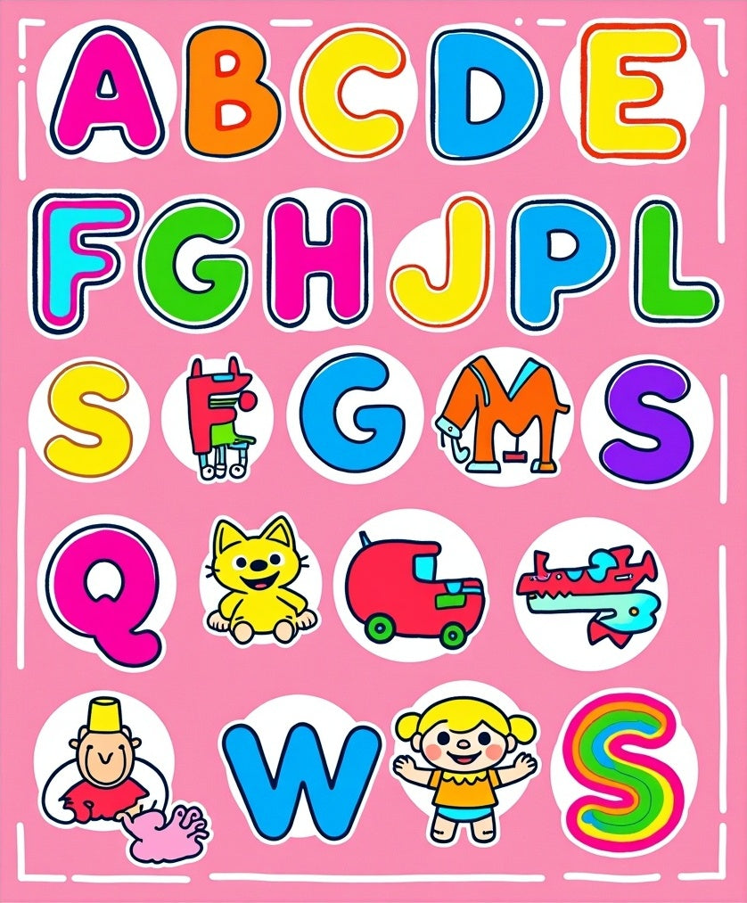 Alphabet Characters Colorful Cartoon Collection Rug