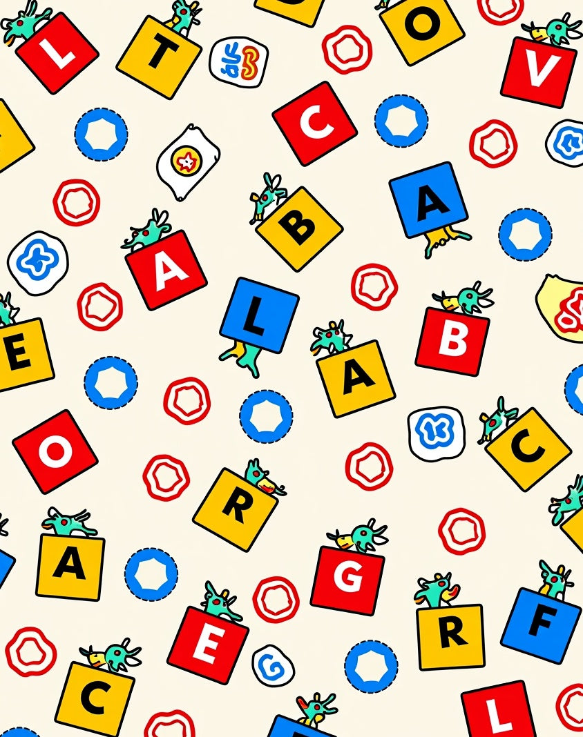 Playful Alphabet Blocks Creatures Rug