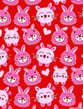 Cute Pink Bunny Hearts Red Seamless Rug