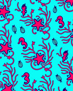 Vibrant Aqua Seahorse Coral Starfish Rug