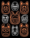 Orange White Animal Faces Collection Rug