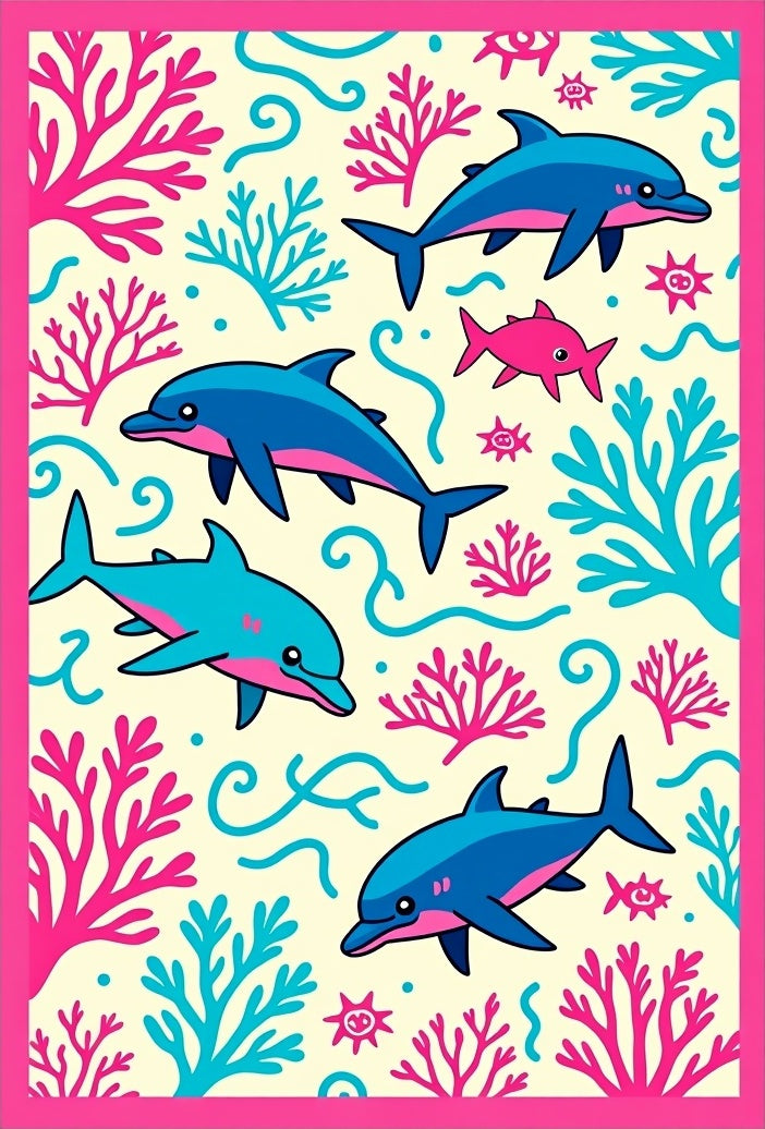 Coral Reef Dolphins Ocean Journey Rug