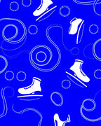 White Ice Skates Royal Blue Swirls Rug