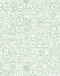 Green Hand Drawn Alphabet And Flora Rug