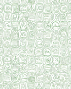Green Hand Drawn Alphabet And Flora Rug