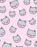 Sweet Gray Kitty Faces Pink Background Rug