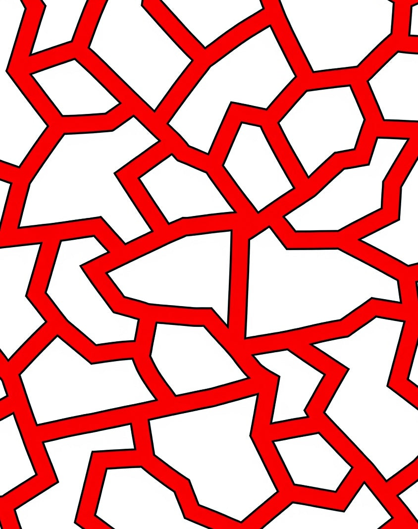 Bold Red Cracked Geometric Rug