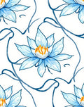 Serene Blue Lotus Vine Swirl Rug