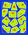 Bright Blue Abstract Lime Green Shapes Rug