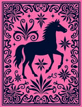 Hot Pink Navy Horse Floral Border Rug