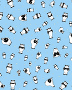 Cute Black White Panda Blue Floral Rug
