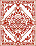 Ornate Red Medallion Square Rug