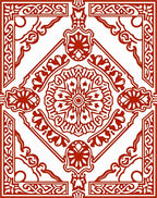 Ornate Red Medallion Square Rug