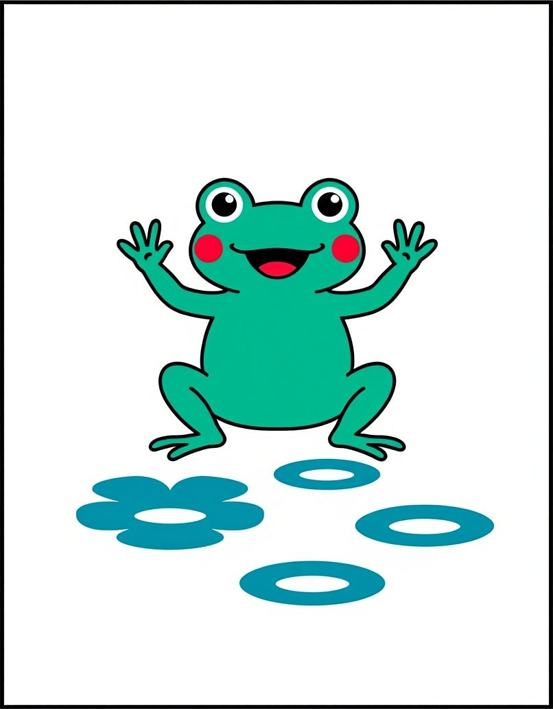 Jolly Green Frog Ripples Pond Rug