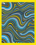 Vibrant Blue Yellow Swirls Rug