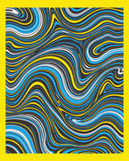 Vibrant Blue Yellow Swirls Rug