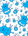 Cute Blue Cartoon Microbe Scatter Rug