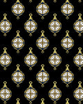 Navigational Compass Black Ornament Rug