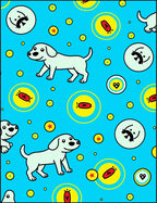 Cute Blue Puppy Circle Cartoon Rug