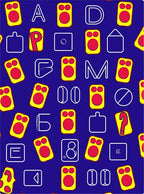 Bold Yellow Red Alphabet Icons Rug
