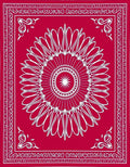 Crimson White Radial Medallion Border Rug
