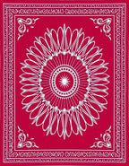 Crimson White Radial Medallion Border Rug