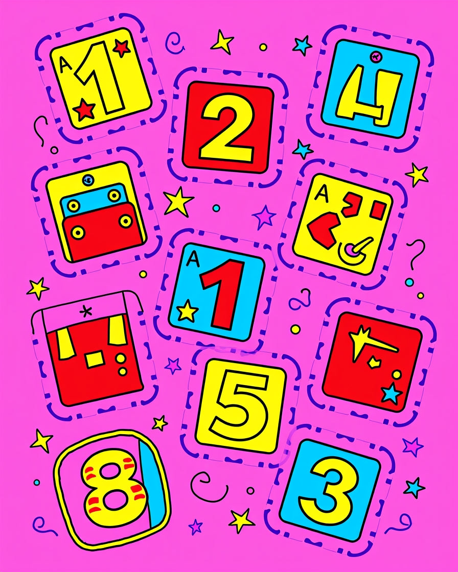 Retro Number Blocks Counting Collection Rug