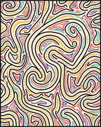 Vibrant Abstract Swirl Red Blue Yellow Rug