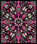 Neon Pink Mint Floral Mandala Rug