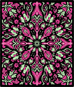 Neon Pink Mint Floral Mandala Rug