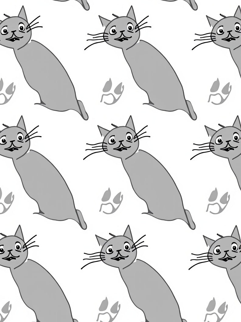 Playful Grey Cats Paw Prints Rug