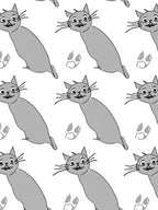Playful Grey Cats Paw Prints Rug
