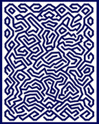 Navy Blue Abstract Maze Rug