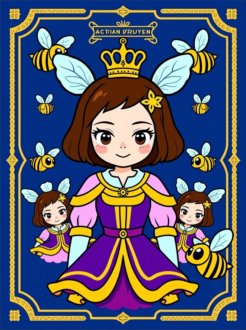 Royal Queen And Bees Illustration Rug