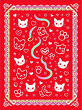 Cute White Cats Red Background Artwork Rug