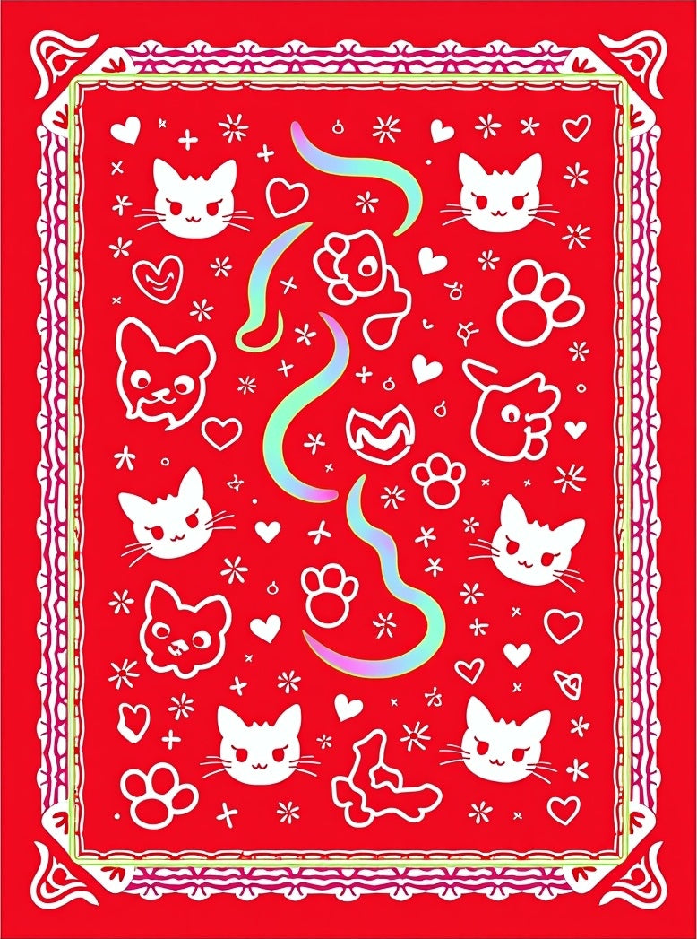 Cute White Cats Red Background Artwork Rug