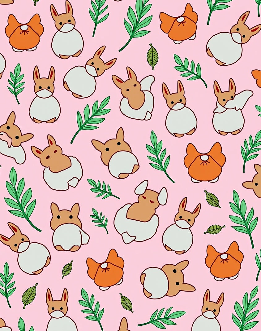 Whimsical Corgi Carrot Spring Garden Rug