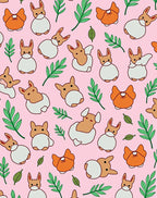Whimsical Corgi Carrot Spring Garden Rug