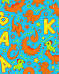 Cute Orange Green Dinosaurs Alphabet Rug