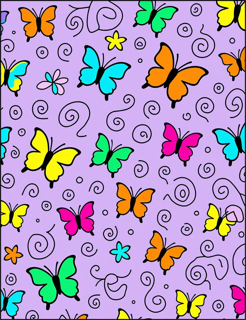 Whimsical Multicolor Butterfly Swirl Rug