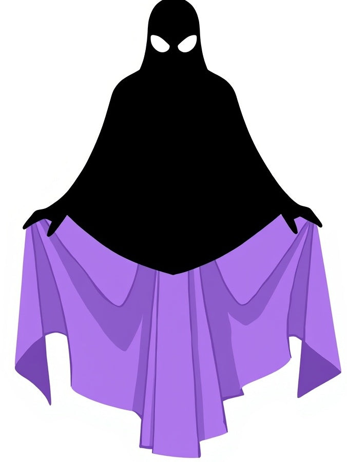 Mysterious Black Cloaked Figure Lavender Skirt Rug