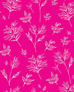 Vibrant Pink White Leafy Whimsy Rug