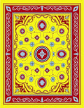 Vibrant Yellow Red Floral Medallion Rug