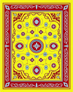 Vibrant Yellow Red Floral Medallion Rug
