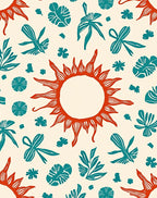 Crimson Sun Teal Foliage Collage Rug