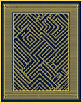 Deep Blue Golden Maze Frame Rug
