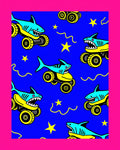 Awesome Shark Monster Truck Blue Field Rug