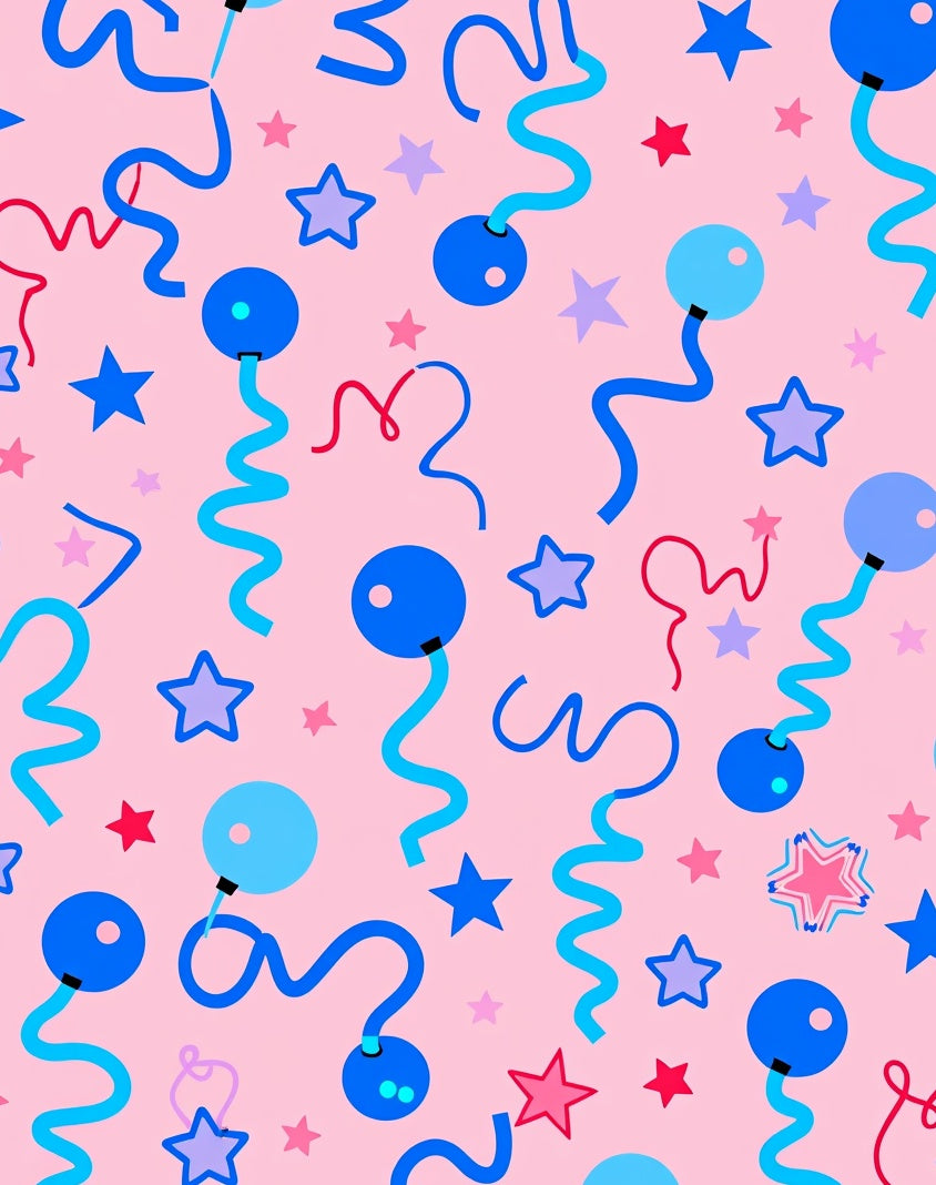 Pink Balloon Star Confetti Rug
