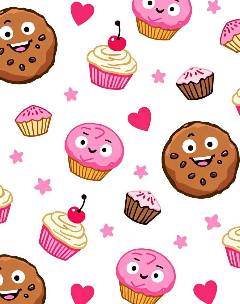 Cute Kawaii Cookies and Cupcakes Hearts Rug